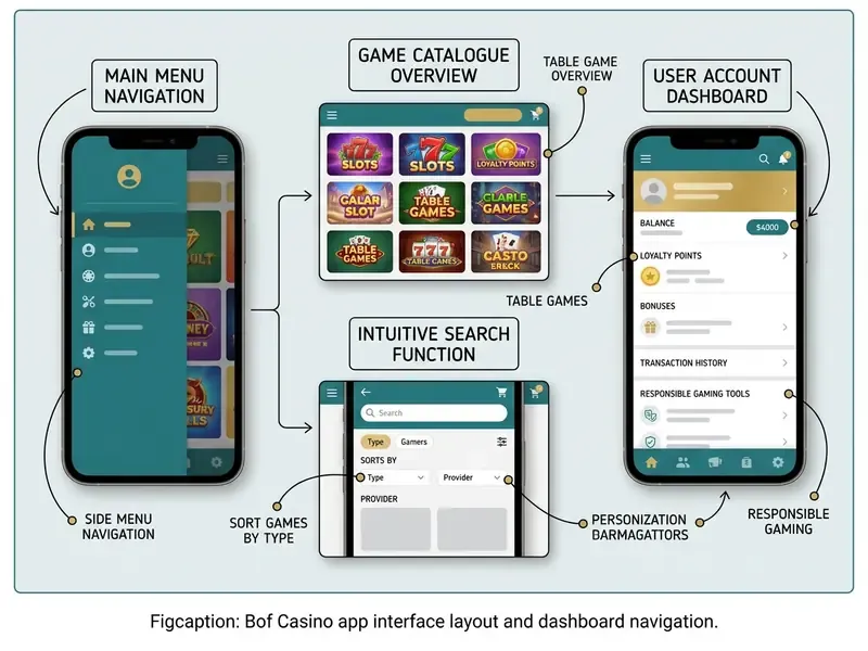 bof casino app interface layout and dashboard navigation